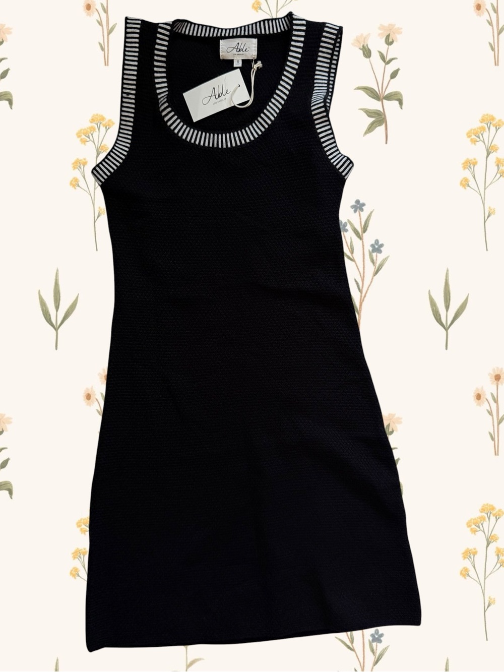 NWT ABLE Los Angeles Black Knit Sweater Minimalist Fall Fashion Mini Dress Small
